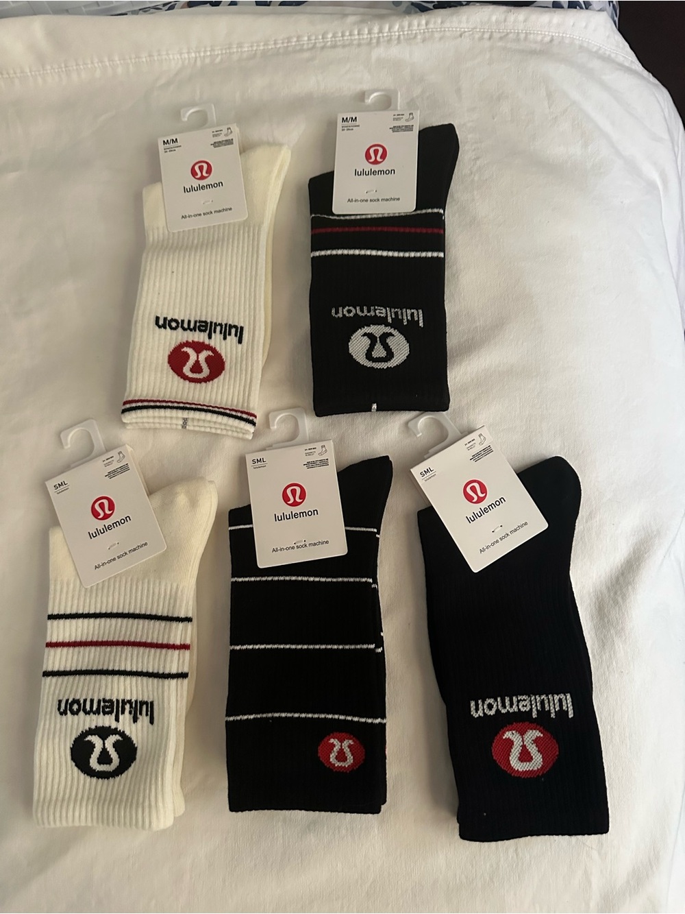 lululemon athletica Crew Socks - Black & White (5 Pack Options)